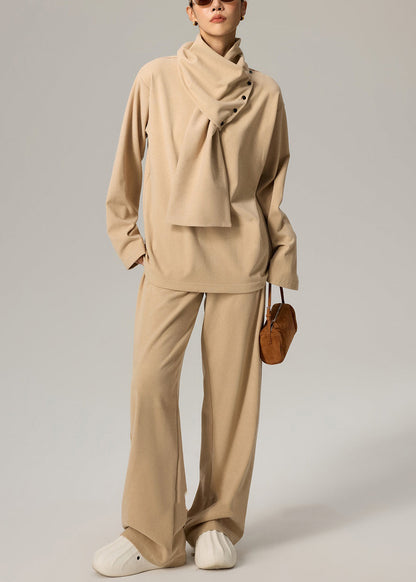 Dreiteiliges Set aus lässigem, hellkamelfarbenem Baumwollstoff im Originaldesign