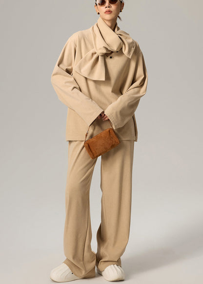 Dreiteiliges Set aus lässigem, hellkamelfarbenem Baumwollstoff im Originaldesign