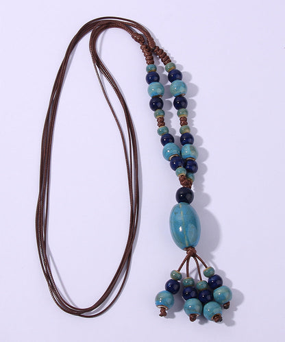 Collar con colgante de suéter ajustable de cerámica verde claro informal