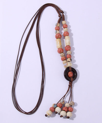 Collar con colgante de suéter ajustable de cerámica verde claro informal