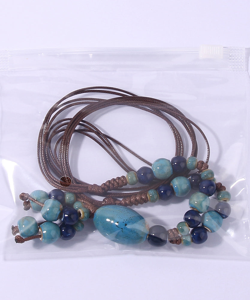 Collar con colgante de suéter ajustable de cerámica verde claro informal