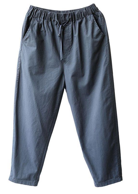 Casual Navy Casual Pockets Tie Waist Harem Fall Pants - SooLinen