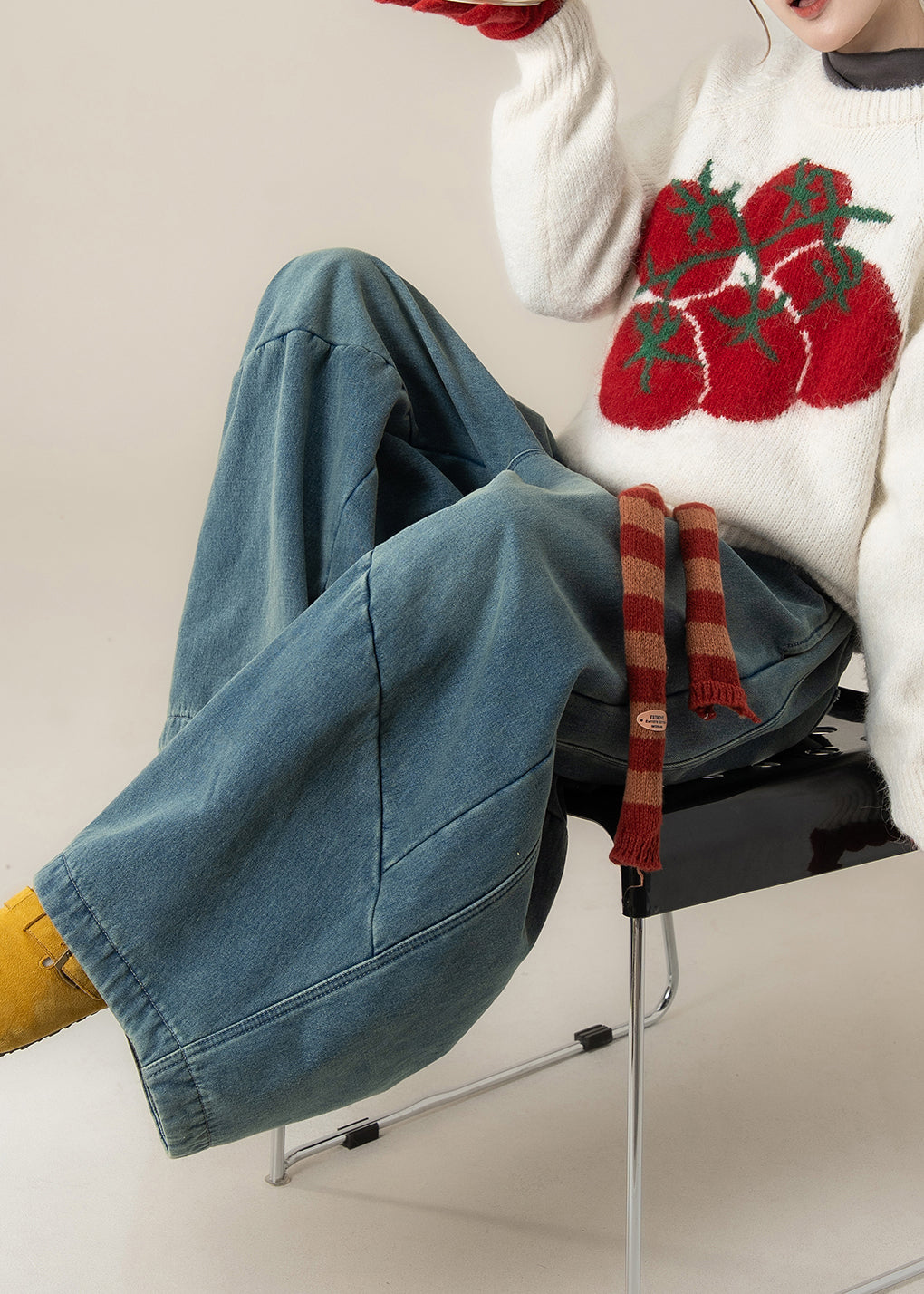 Pantalones harén de mezclilla con parches extragrandes en azul marino informales para primavera