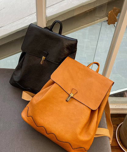 Casual Orange Large Capacity Leather Backpack Bag