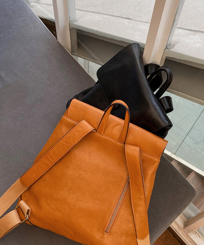 Casual Orange Large Capacity Leather Backpack Bag