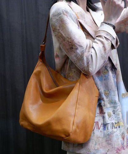 Casual Orange Large Capacity Leather Shoulder Bags