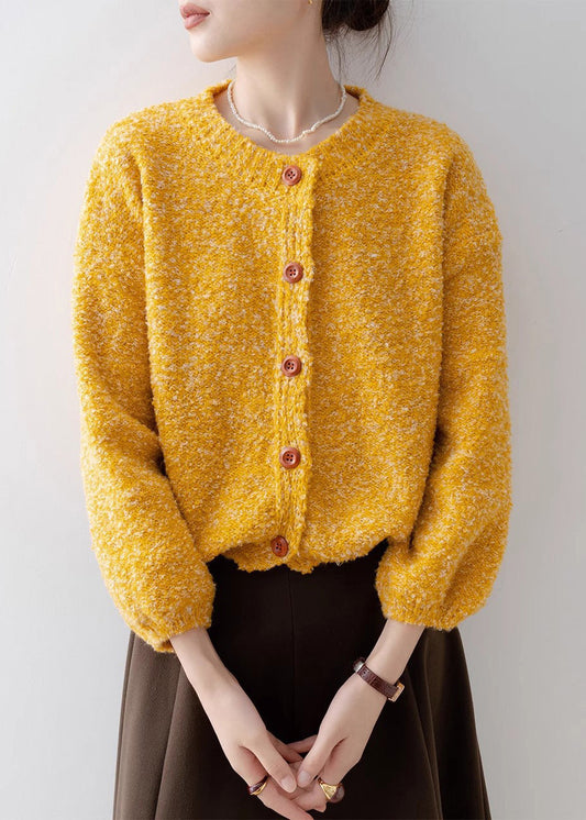 Casual Orange Oversized Warm Knit Cardigan Winter