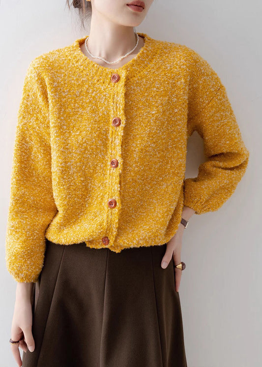 Casual Orange Oversized Warm Knit Cardigan Winter