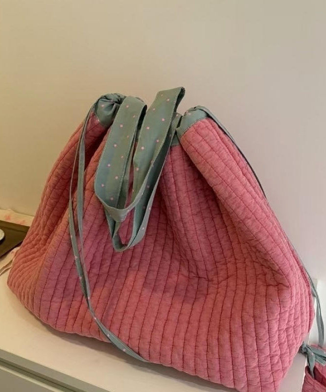 Mochila informal de lona con cordón de gran capacidad en color rosa