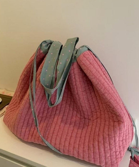 Mochila informal de lona con cordón de gran capacidad en color rosa