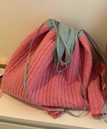 Mochila informal de lona con cordón de gran capacidad en color rosa