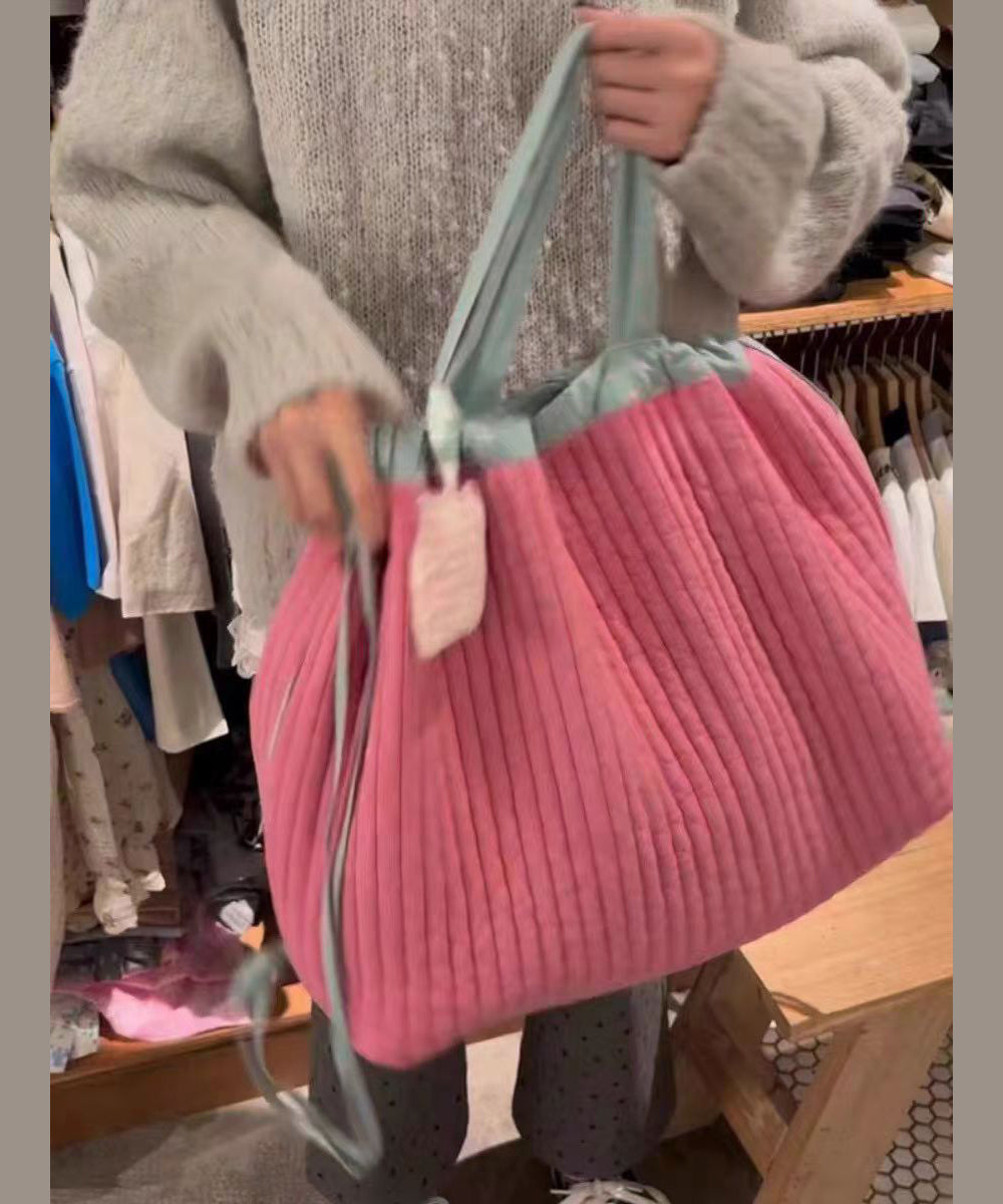 Mochila informal de lona con cordón de gran capacidad en color rosa