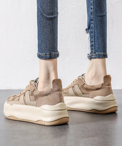 Zapatos planos informales con plataforma, estampado rosa y cordones