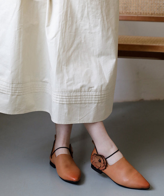 Lässige flache Schuhe mit spitzer Spitze für Damen, rosa, braun, Rindsleder