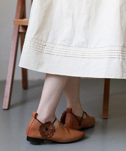 Lässige flache Schuhe mit spitzer Spitze für Damen, rosa, braun, Rindsleder