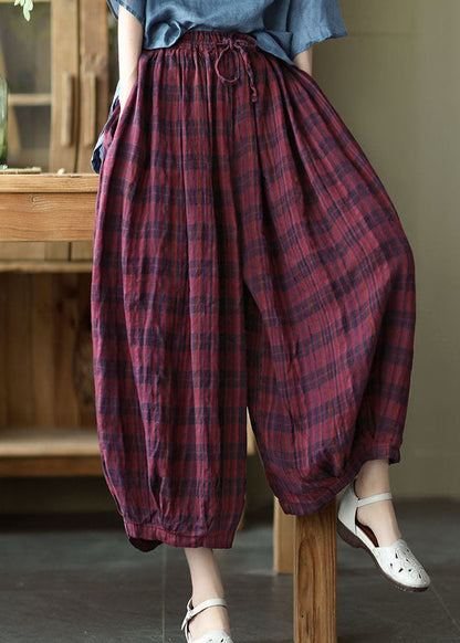 Lässige rote Baumwollhose mit elastischem Bund und Kordelzug