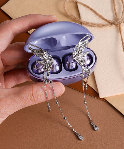 Pendientes casuales con borlas de mariposa de cobre y seda