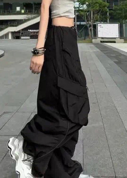 Casual Silvery Drawstring Pockets Pants Summer