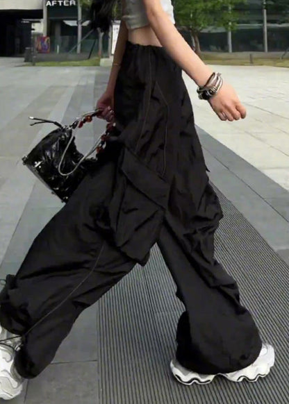 Casual Silvery Drawstring Pockets Pants Summer