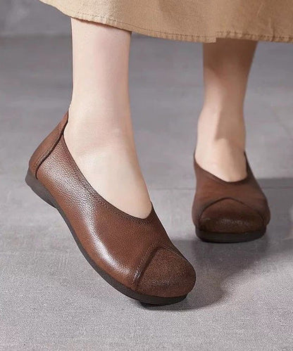 Casual Splicing Flat Feet Shoes Brown Faux Leather