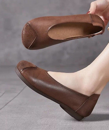 Casual Splicing Flat Feet Shoes Brown Faux Leather
