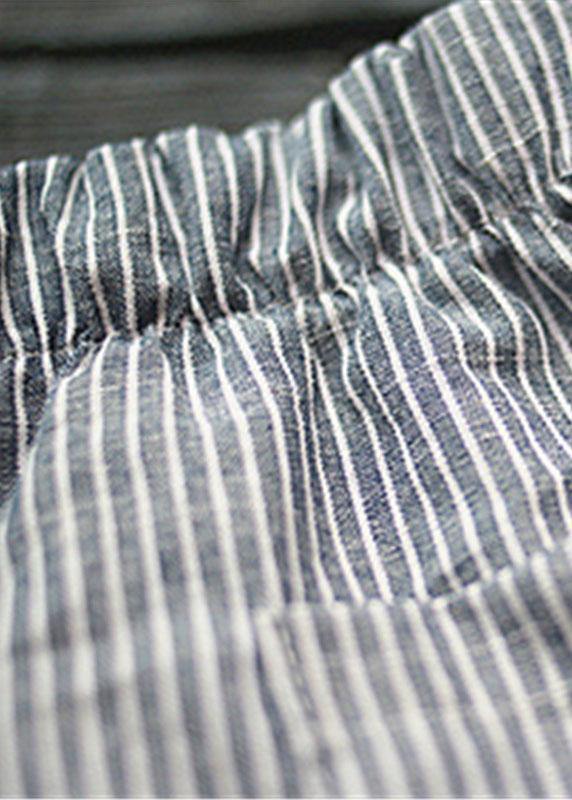 Casual Stripe Pocket Elastic Waist Women Harem Pants - SooLinen