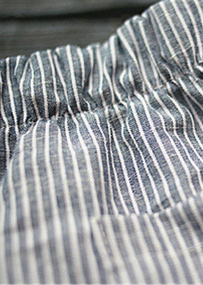 Casual Stripe Pocket Elastic Waist Women Harem Pants - SooLinen