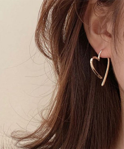 Pendientes de aro con diseño de amor, informales y elegantes, con sobredorado de cobre dorado