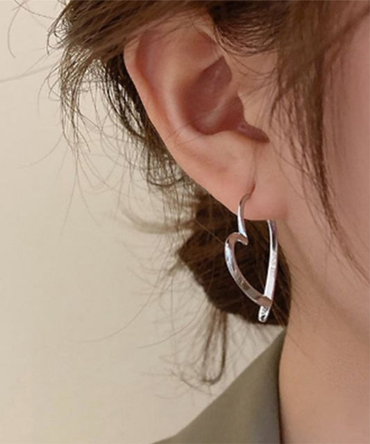 Pendientes de aro con diseño de amor, informales y elegantes, con sobredorado de cobre dorado