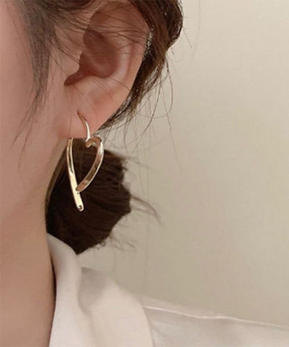 Pendientes de aro con diseño de amor, informales y elegantes, con sobredorado de cobre dorado