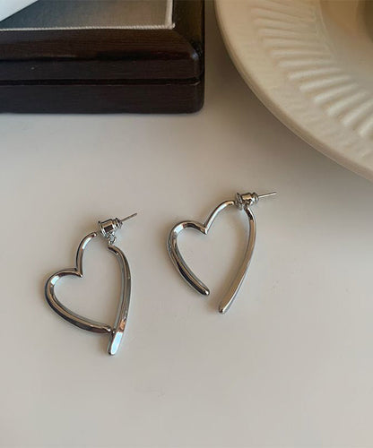 Pendientes de aro con diseño de amor, informales y elegantes, con sobredorado de cobre dorado