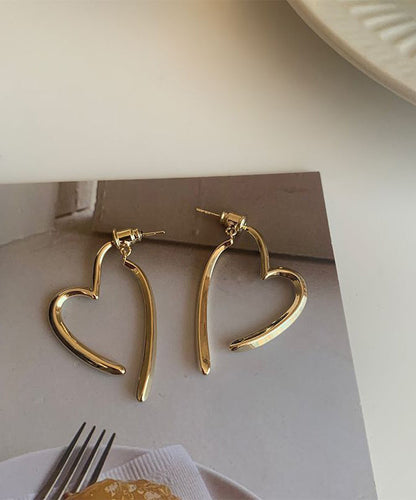 Pendientes de aro con diseño de amor, informales y elegantes, con sobredorado de cobre dorado