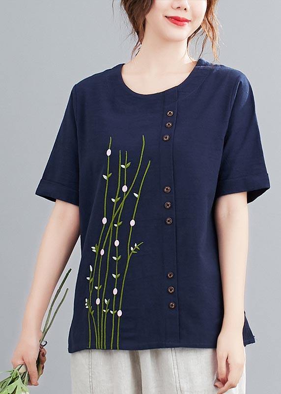 Casual White O-Neck Button Shirt Tops Summer Cotton Linen - SooLinen