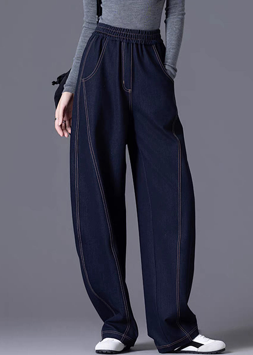 Lässige weinrote Jeans mit elastischem Bund und Patchwork-Details für den Frühling