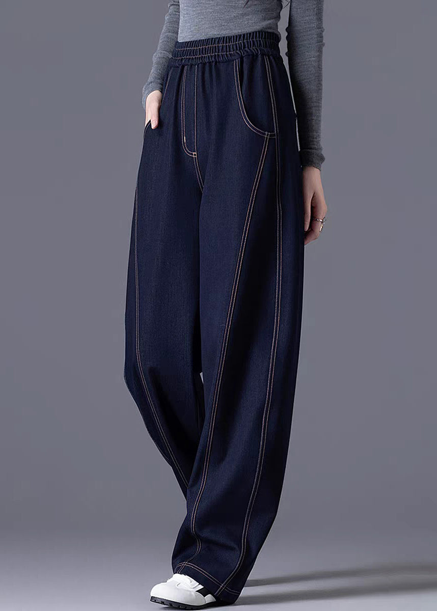 Lässige weinrote Jeans mit elastischem Bund und Patchwork-Details für den Frühling