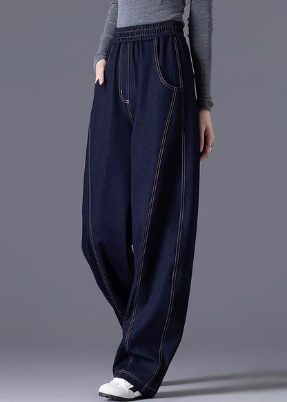 Lässige weinrote Jeans mit elastischem Bund und Patchwork-Details für den Frühling