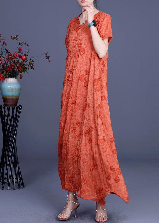 Casual Yellow 3D Floral Summer Linen Dress - SooLinen