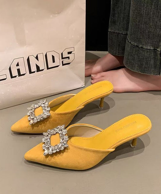 Casual Yellow Faux Leather Thong Sandals