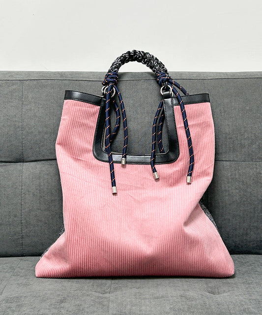 Bolso de hombro informal de pana amarillo de gran capacidad