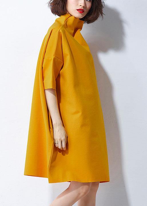 Casual Yellow Pockets Summer Half Sleeve Maxi Dresses - SooLinen
