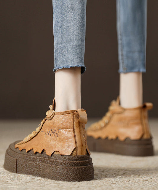 Lässige gelbe Plateau-Flachschuhe