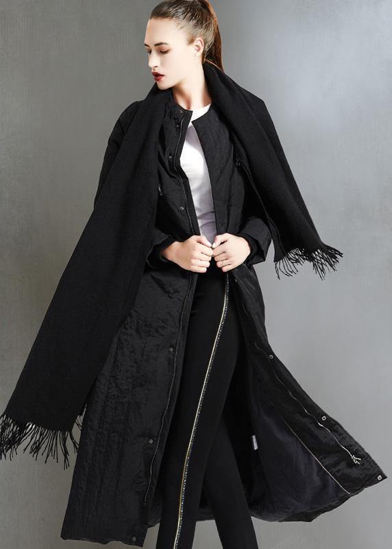 Casual black duck down coat plus size zippered womens parka wild women coats - SooLinen