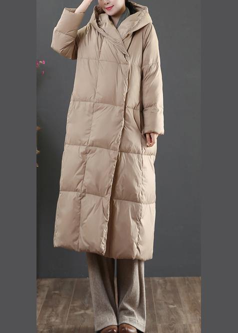 Casual gold down jacket woman oversize womens parka hooded pockets winter outwear - SooLinen