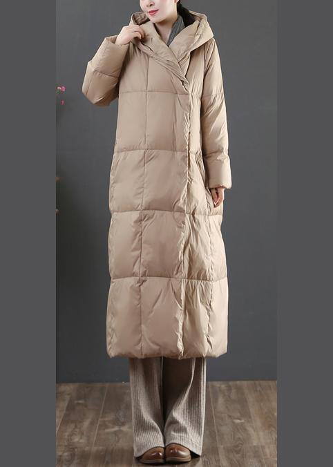 Casual gold down jacket woman oversize womens parka hooded pockets winter outwear - SooLinen