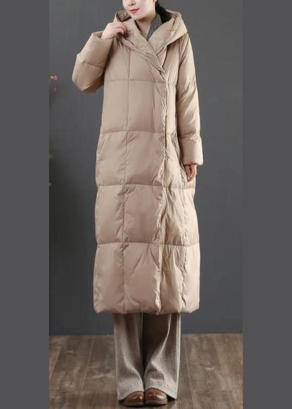 Casual gold down jacket woman oversize womens parka hooded pockets winter outwear - SooLinen