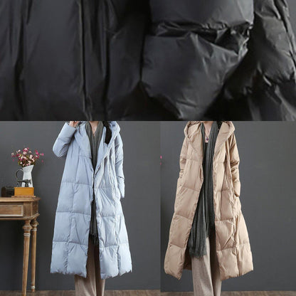 Casual gold down jacket woman oversize womens parka hooded pockets winter outwear - SooLinen