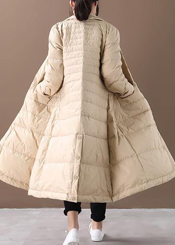 Casual khaki warm winter coat plus size Notched pockets Jackets - SooLinen