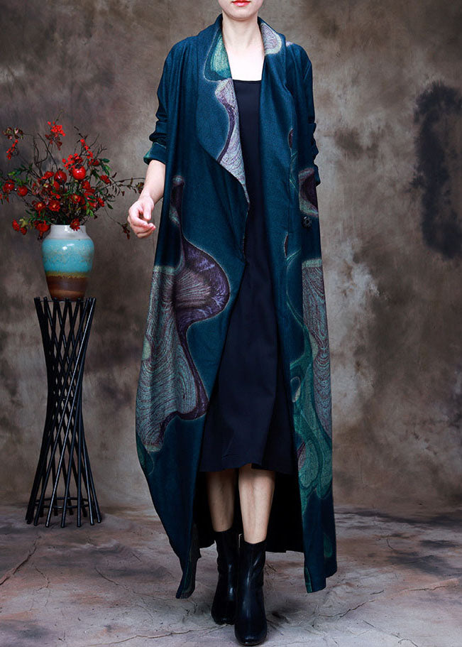 Lässiger hellgrüner Peter-Pan-Kragen-Druck Woll-Trenchcoats Frühling