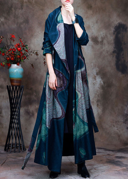 Lässiger hellgrüner Peter-Pan-Kragen-Druck Woll-Trenchcoats Frühling