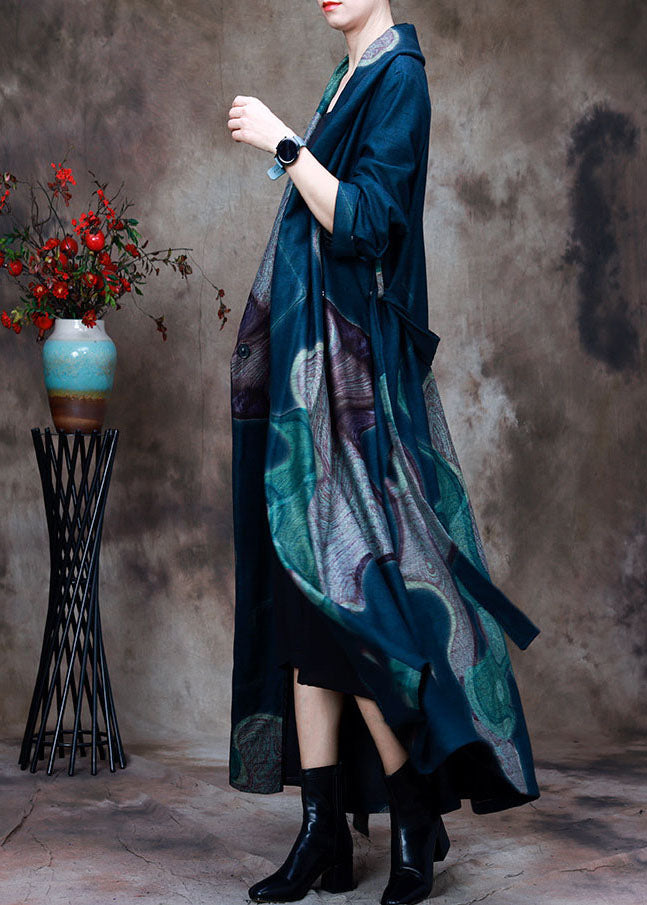 Lässiger hellgrüner Peter-Pan-Kragen-Druck Woll-Trenchcoats Frühling